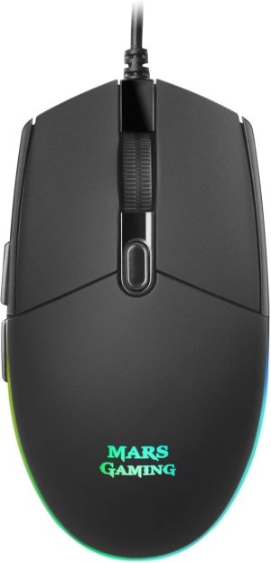 Mars Gaming MMG, Ratón Gaming Compacto 3200 dpi RGB Flow, Switches Mecánicos HUANO, Diseño Ligero Antideslizante, 6 Botones, Windows, Linux, Mac, PS4, PS5, Xbox One, Xbox Series X-S, Negro