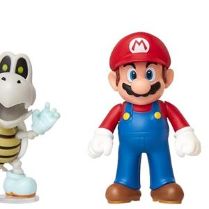 3 Figuras 6 cm Nintendo Super Mario – Diorama Mazmorras y 2 Accesorios Accionables – La Tubería y las Bolas de Fuego son Accionables