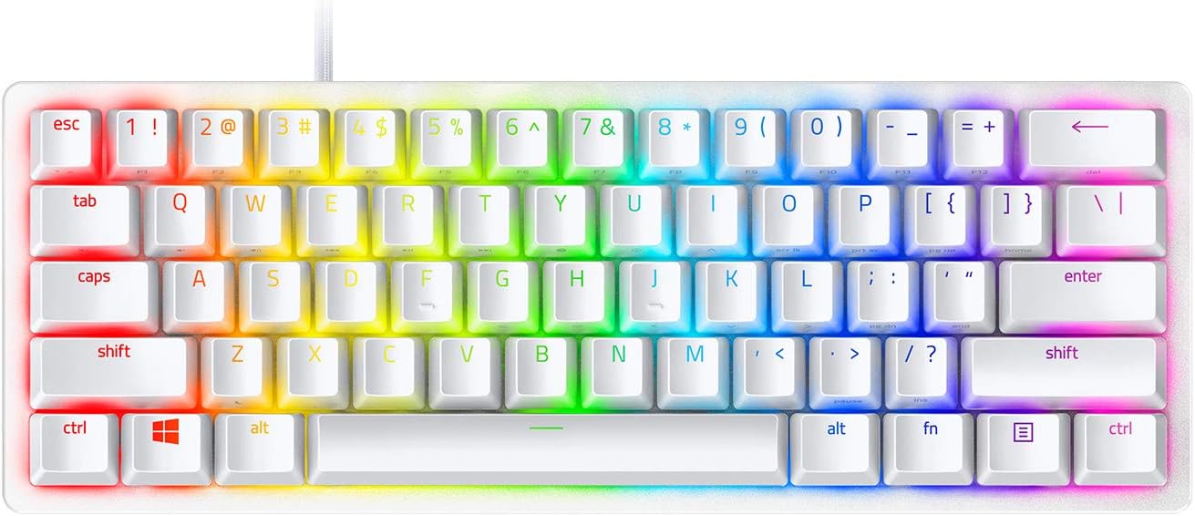 Teclado Razer Huntsman Mini 60% Cable USB-C Desmontable color Blanco Mercury