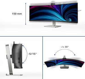 Monitor Philips 49B2U6903CH 49 pulgadas DQHD Curvo, WLED, 120Hz, VA, 4 ms Altura Ajustable 5120x1440, 2X HDMI 2.0, 1x DP 1.4, USB-C Gris Oscuro