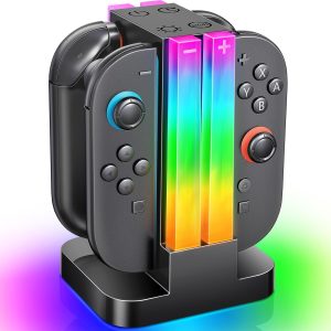 Cargador para Joycon Switch 2, 2H Base de Carga para Controlador de Interruptor Compatible con Nintendo Switch 2 Controller y Controlador con 6 Modos de luz RGB y Función de TemporizadorCargador para Joycon Switch 2, 2H Base de Carga para Controlador de Interruptor Compatible con Nintendo Switch 2 Controller y Controlador con 6 Modos de luz RGB y Función de Temporizador