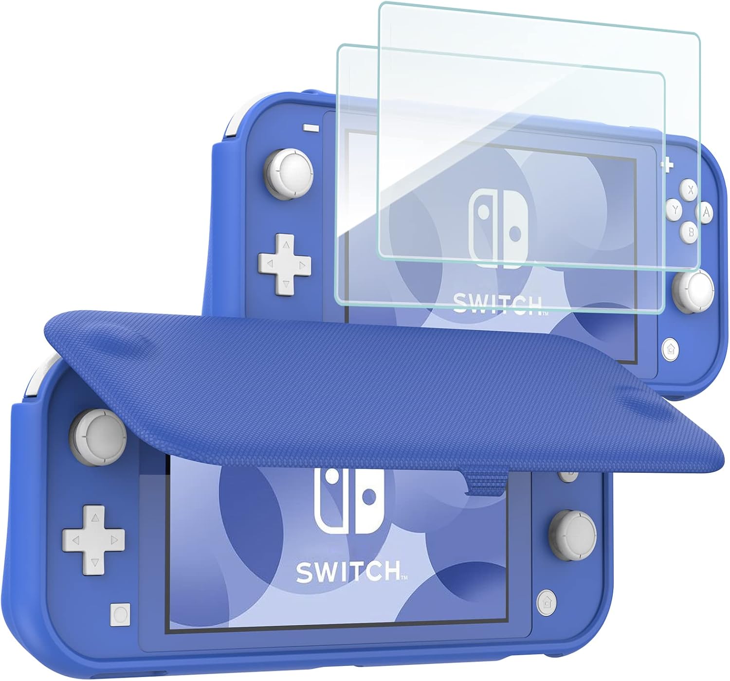ProCase Funda Protectora para Nintendo Switch Lite con 2 Protectores de Pantalla Vidrio Templado Azul